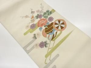 綴れ花車にヱ霞模様織出し名古屋帯